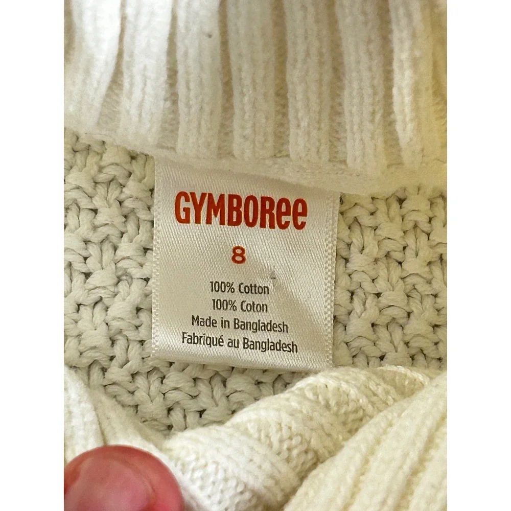 Gymboree Kids Ivory Cable Knit Shawl Collar Cotton Sweater‎ Size 8 3017374